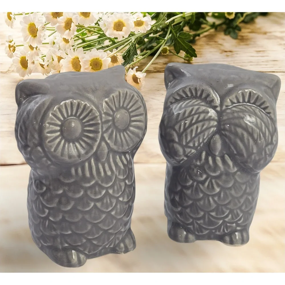 Vintage Ceramic Glazed Owls Figurines
